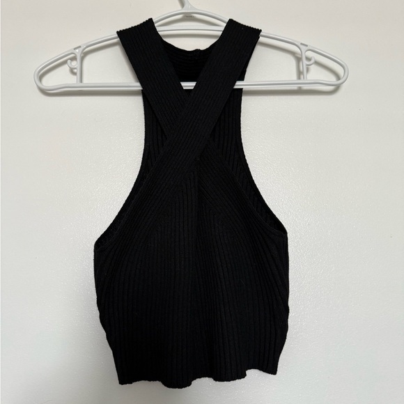 Black Ribbed Knit Tank Top - Picture 2 of 3